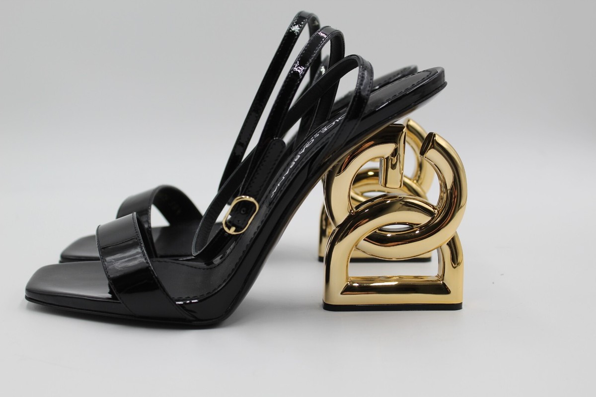 New with COA Dolce & Gabbana DG Pop Patent Ankle-Strap Logo