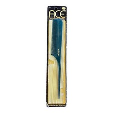 Vintage New Old Stock Ace Hard Rubber Tail Comb 8" Blue Green 57 Made in USA