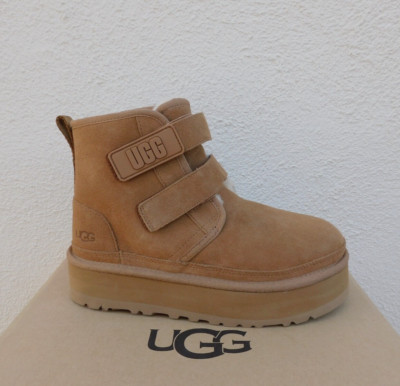 UGG CHESTNUT NEUMEL PLATFORM STRAP ANKLE BOOTS, KIDS/ GIRLS