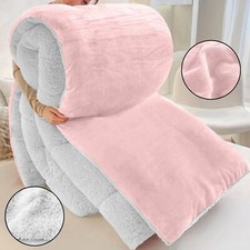 Reversible Sherpa Blanket Fluffy Warm Soft Large Sofa Bed Fleece Throw Blanket