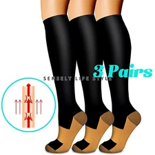 Copper Compression Socks for Women Men 23mmHg Circulation & Muscle Support S-XXL