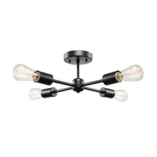 Globe Electric Vane 4-Light Matte Black Flush Mount Ceiling Light
