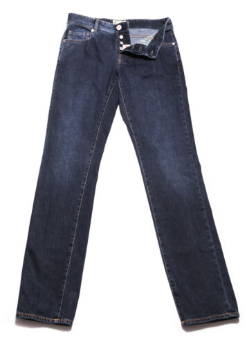 Luigi Borrelli Denim Blue Solid Cotton Blend Jean Pants - Slim - 31/47 - (1019) - Picture 1 of 4