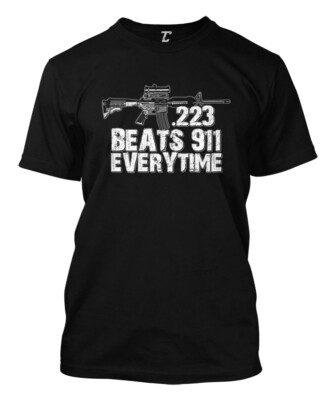 223 Beats 911 Everytime - 2nd Amendment Gun Rights USA Men's T-shirt