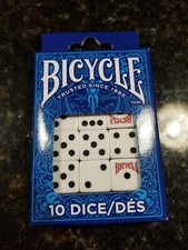 BICYCLE DICE PACK OF 10 POKER GAME PLAYING DICES ACCESSORIES CASINO WHITE NEW