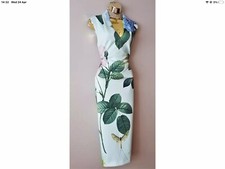 Ted Baker Green Distinguishing Rose Print Evening Bodycon Dress Size 8-10 Tb2