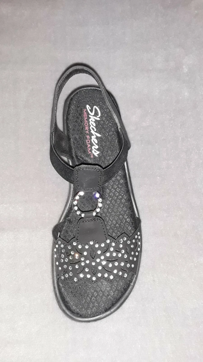 Skechers black sandals with rhinestones sale