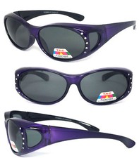 Womens Polarized Lens Anti Glare Fit Over Sunglasses Rhinestones Oval UV Protect