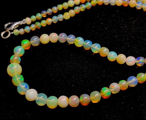 Collana di perle opale etiope naturale 47 ct perle opale multi fuoco perline 17 pollici - Foto 6 di 8