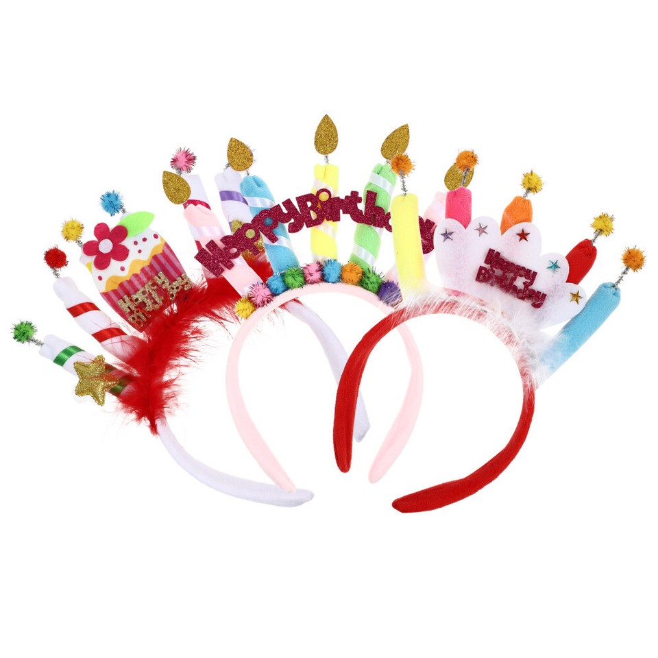3 Pcs Fabric Birthday Headband Child Candle Headbands eBay
