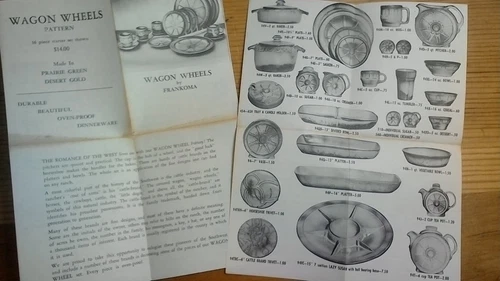 VINTAGE FRANKOMA WAGON WHEEL PRAIRIE GREEN or DESERT GOLD brochure advertising