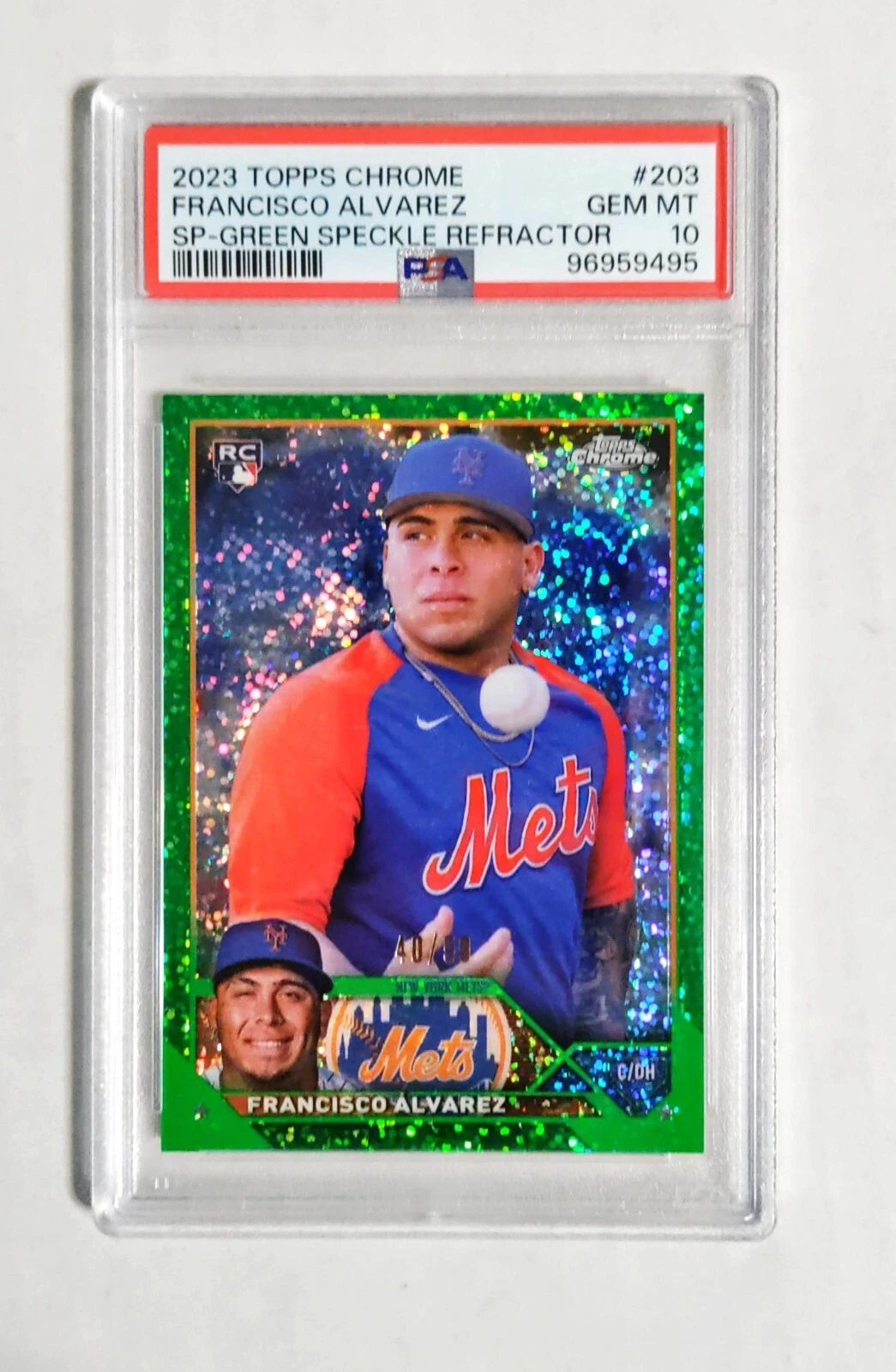 Deal for Francisco Alvarez PSA 10 2023 Topps Chrome RC #203 SP GREEN Spk REFRACTOR /99 D5