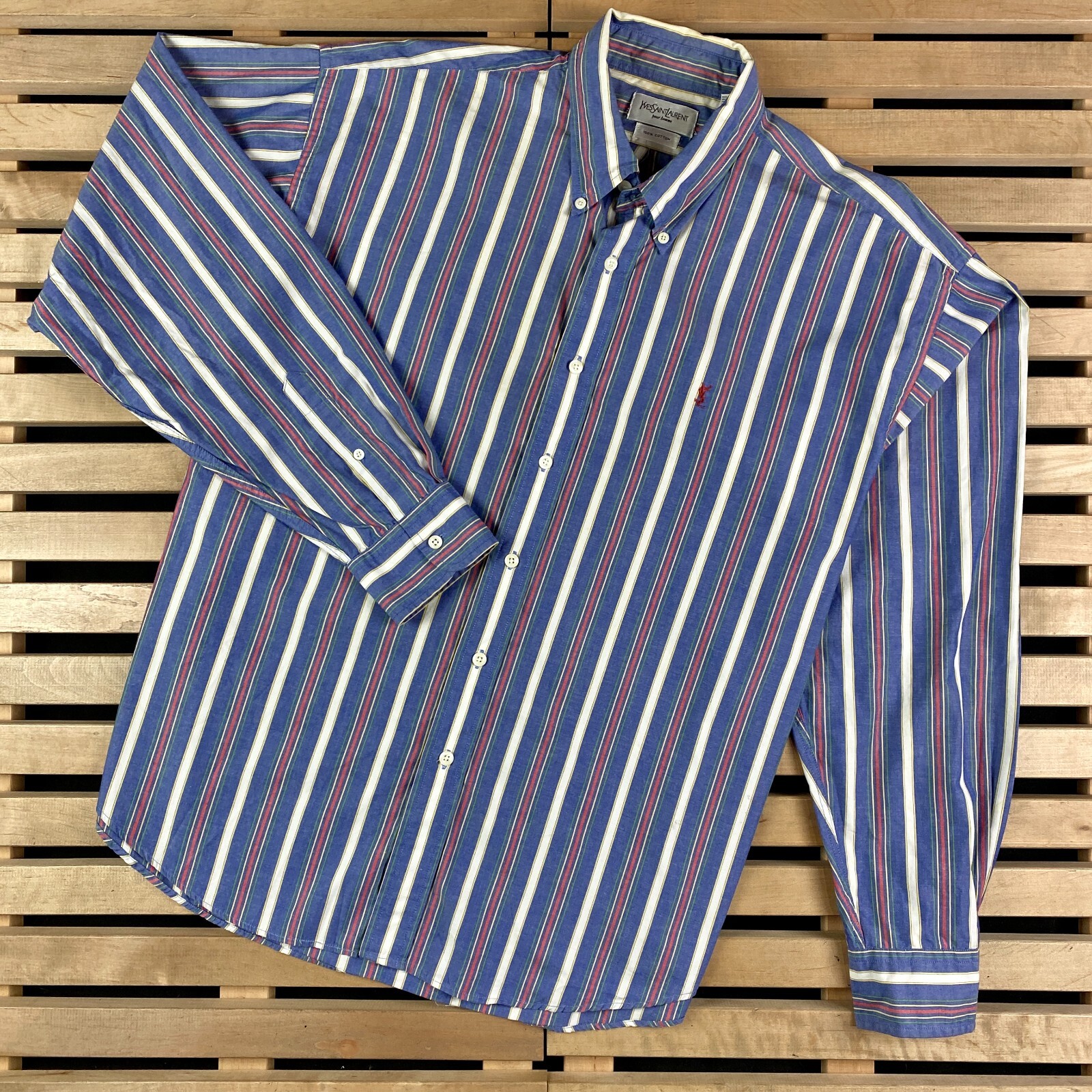 Camicia da uomo vintage a maniche lunghe Yves Saint Laurent taglia XL