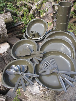 Camping Besteck 26 tg Outdoorset Geschirr BW Militär Armee Teller Tassen Messer