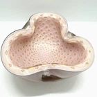 MCM Alfredo Barbini Murano Bullicante Pink Cased Glass Bowl With Gold Aventurine