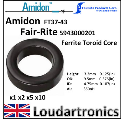 Amidon FT37-43 Fair-Rite 5943000201 Ferrite Toroid Core | eBay UK