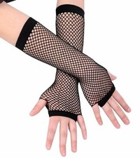 Gilda Marx Long Fishnet Fingerless Gloves, Seamless, BLACK, Adult Size, Dance