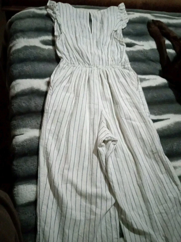 Traje Pantalón Antiguo Azul Marino Blanco Azul Rayas Volantes Foto 4 de 4