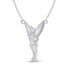 Tinker Bell Two Tone Pendant 18" Necklace In 10K Solid Gold