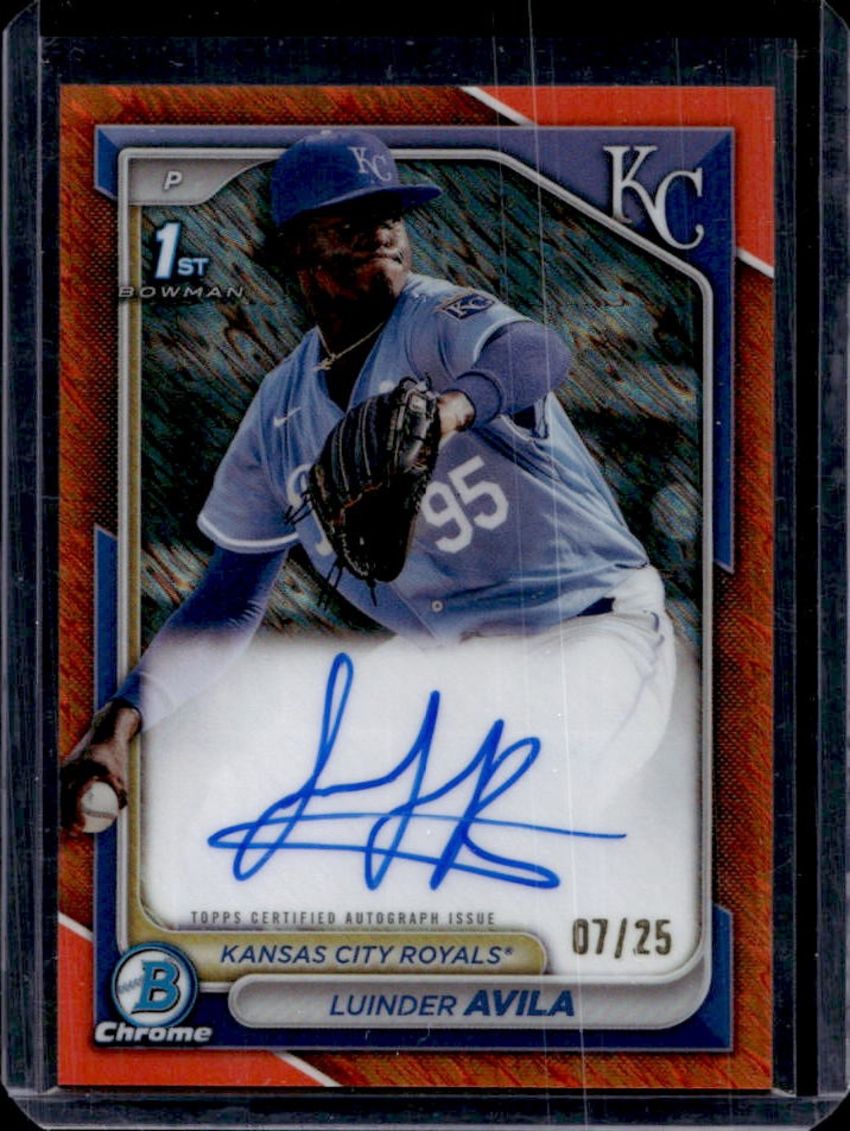2024 Bowman Chrome Luinder Avila Auto Orange Shimmer Refractor 1st #/25 Royals