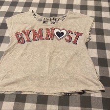 Justice Love Gymnast Tee Shirt Girls Size 10 Short Sleeves Cotton Blend Tumble