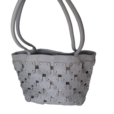 Berge purse made in Italy bag gray studs  leather