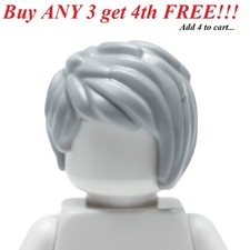    NEW LEGO Minifigure Girl Female Women LIGHT BLUISH GRAY Hair Short Tousled