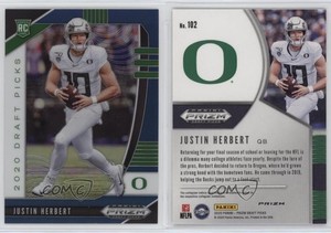 2020 Panini Prizm Draft Picks Rookies Blue Justin Herbert #102 Rookie RC