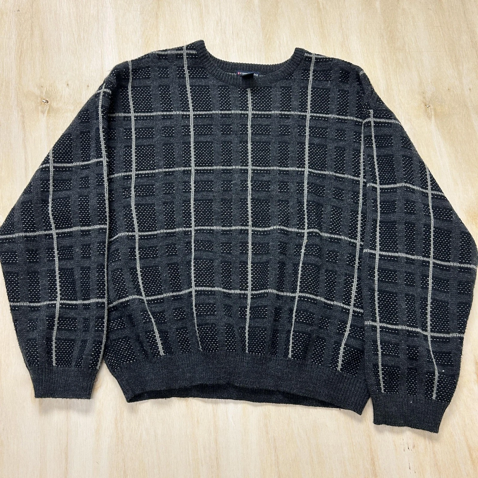 Vintage Knightsbridge Sweater Mens XL Gray Check Tight Knit Crewneck Pullover
Opens in a new window