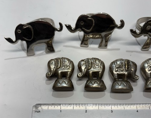 Vintage Elephant Napkin Rings & Place Card Holders Set of 8 Silver Tone - Picture 2 of 5