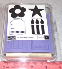 Stampin Up All About Occasions Rubber Wood Stamp Set Candles Star Tag Free Ship