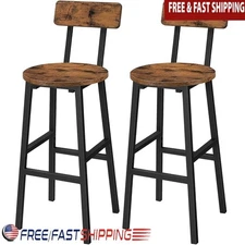Rustic Bar Stool Set Ergonomic Design Adjustable Footrests Strong Load Capacity