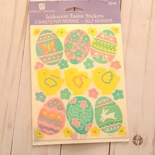 Vintage American Greetings Iridescent Easter Eggs and Chicks Stickers - 2 Sheets
