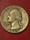 1939-P Washington 90%  SILVER  Quarter GOOD- VG  COND / SOLID SILVER COIN
