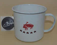 Vintage Taipro Red Wagon with Stars Enamelware Mug
