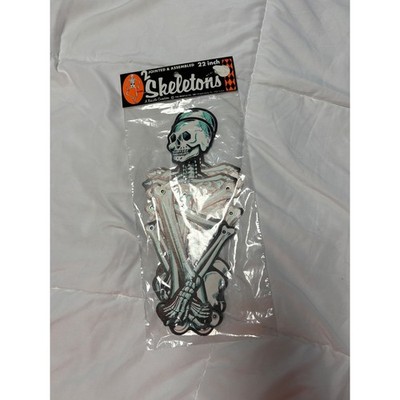 2 VTG Rare 1981 Deadstock Beistle Halloween Skeletons Jointed paper die cast 22''