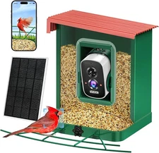 Smart Bird Feeder with Solar Camera, AI Bird Identification, QHD High Resolution
