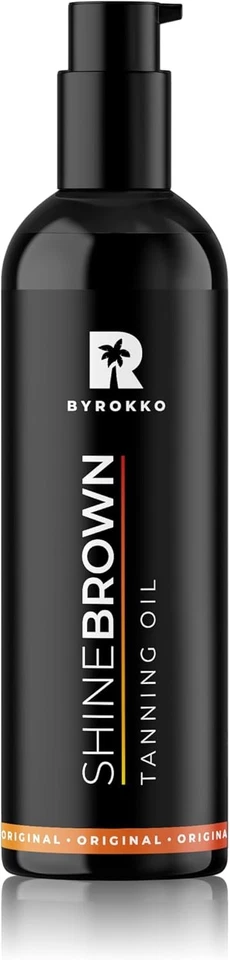BYROKKO Shine Brown Bräunungsöl (150 ml), XXL Sonnenbank Bräunungsbeschleuniger für...
