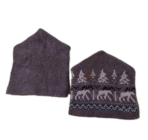 2 Vgt Wool Beenie Hats 1 Tan Deer & Trees 1 Solid Tan One Size Fits All Adult