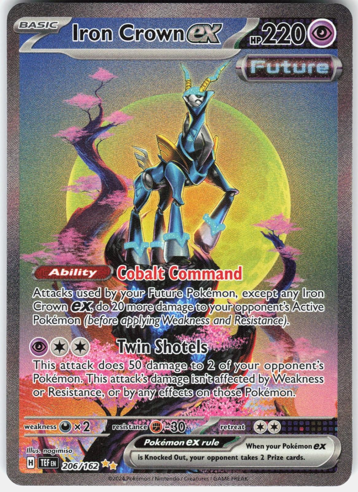Pokemon Iron Crown ex 206/162 Temporal Forces Pokemon Holo NM