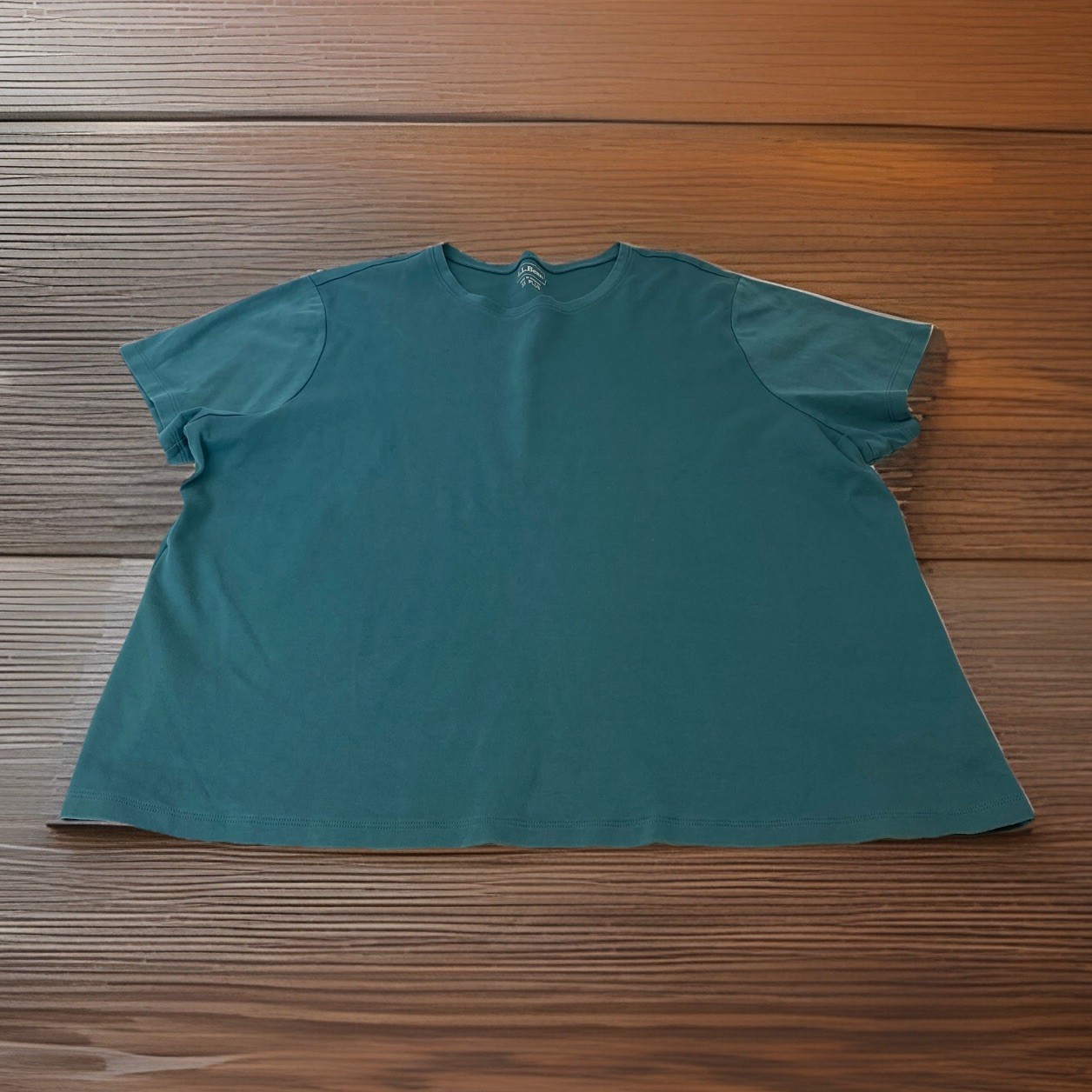 L.L. Bean Womans 3X Plus Solid Cyan Blue Short Sleeve Crew Neck T Shirt