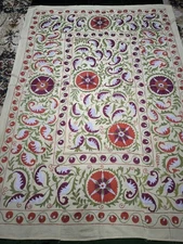 Uzbek Silk suzani handmade embroidery home decor 57"X78" 200x146cm D-7A