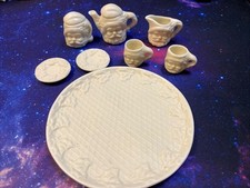 Vintage Ceramic Miniature Christmas Themed Tea Set 10 Piece