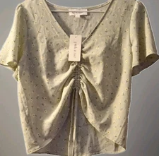 Pink Rose Mint Green Floral Crop Top Size Medium NWT