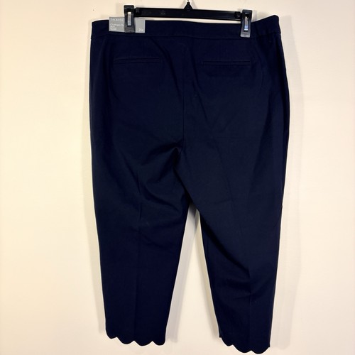 Talbots Navy Blue Chatham Crop Pants Scallop Hem Slim Leg Women's 16 Petite New