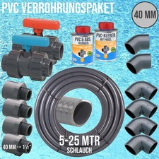 PVC Klebe Fittings Verrohrungspaket Pool Schwimmbad Schlauch FLEX 40 mm (1 1/2")