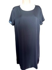 Quince Washable Stretch Silk Tee Dress Black M Short Sleeve Minimalist Chic NWT