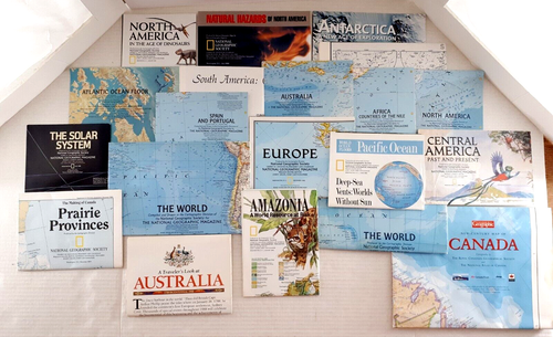 20 Assorted National Geographic Maps Inserts Dates 1963 - 2001 EUC Vtg