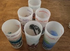 California Scenes 7 Mid-Century Libby's Frosted Drinking Glasses 