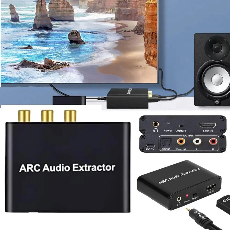 HDMI ARC Audio Extractor Konverter Adapter Digital DAC zu RCA Koaxial SPDIF Neu - Bild 2 von 4
